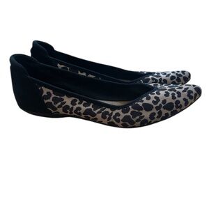 Anne Klein Sport Leopard Print Pointy Toe Ballet Flats